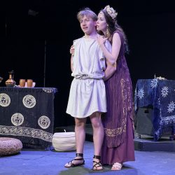 From left to right_ Nicholas Clary as Alexander the Great and Elyse Levesque as Queen Olympias